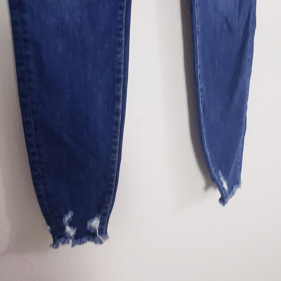 Good American Good Legs Skinny Jeans Raw Hem Stretch Dark Denim NWT 2/26 - Picture 3 of 11